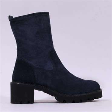 Paul Green Block Heel Ankle Boot - Navy Suede